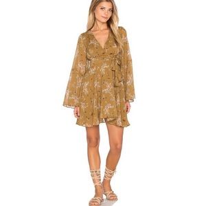 FREE PEOPLE Mini Long sleeve Boho Dress in Toffee.
